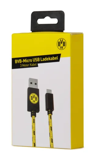 BVB-Micro-USB-Ladekabel [3 Meter / geflochtene Textil-Ummantelung]