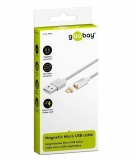 goobay Magnet Micro-USB Ladekabel / Datenkabel - USB 2.0-A zu Micro-USB-B (1,2 Meter) [silber]